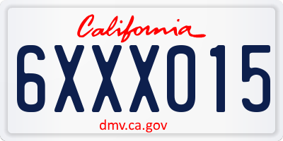 CA license plate 6XXX015