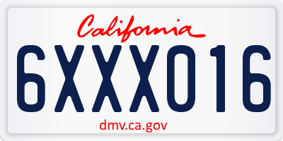 CA license plate 6XXX016