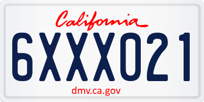 CA license plate 6XXX021