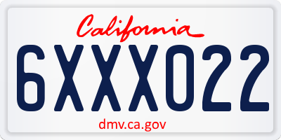 CA license plate 6XXX022