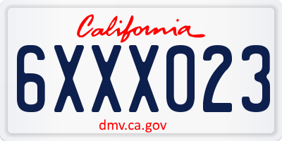 CA license plate 6XXX023