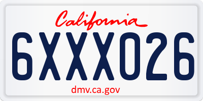 CA license plate 6XXX026