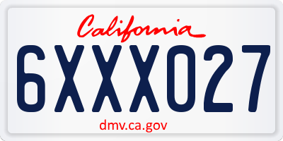 CA license plate 6XXX027