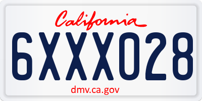CA license plate 6XXX028