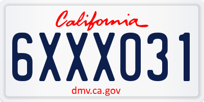 CA license plate 6XXX031