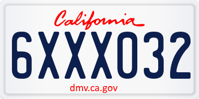 CA license plate 6XXX032