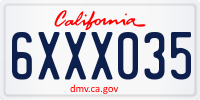 CA license plate 6XXX035