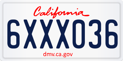 CA license plate 6XXX036