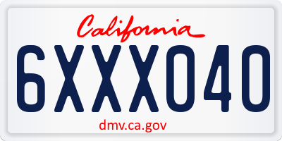 CA license plate 6XXX040
