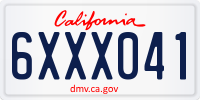 CA license plate 6XXX041