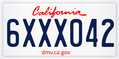 CA license plate 6XXX042
