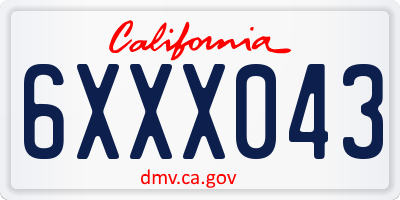 CA license plate 6XXX043