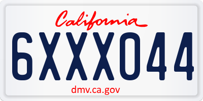 CA license plate 6XXX044