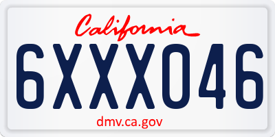 CA license plate 6XXX046
