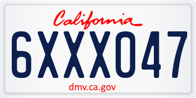 CA license plate 6XXX047