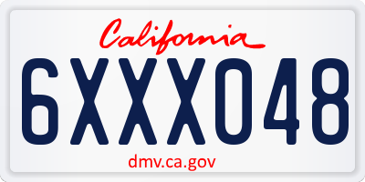 CA license plate 6XXX048