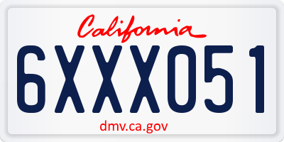 CA license plate 6XXX051
