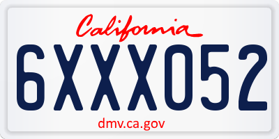 CA license plate 6XXX052