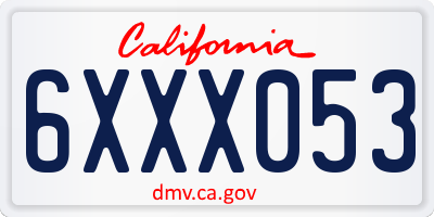CA license plate 6XXX053