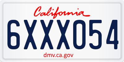 CA license plate 6XXX054