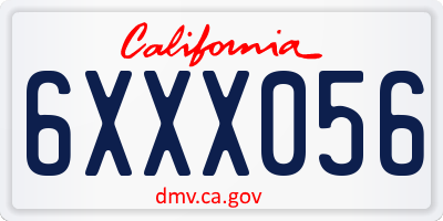 CA license plate 6XXX056