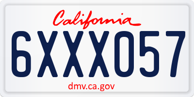 CA license plate 6XXX057
