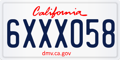 CA license plate 6XXX058