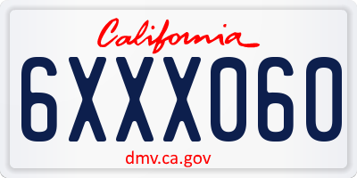 CA license plate 6XXX060