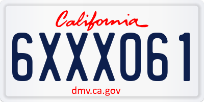 CA license plate 6XXX061