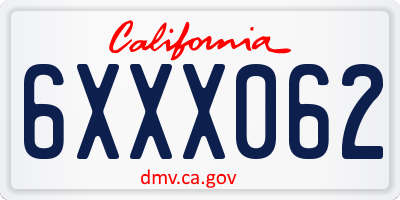 CA license plate 6XXX062