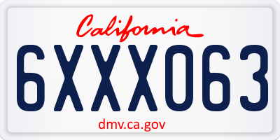 CA license plate 6XXX063