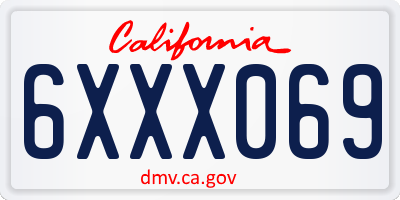 CA license plate 6XXX069