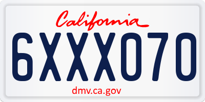 CA license plate 6XXX070