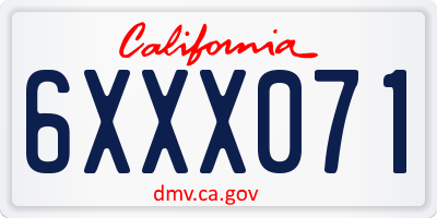 CA license plate 6XXX071
