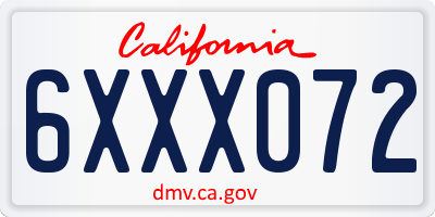 CA license plate 6XXX072