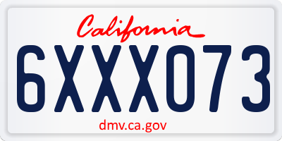 CA license plate 6XXX073