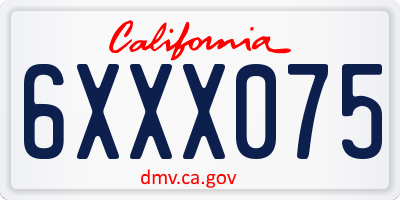 CA license plate 6XXX075