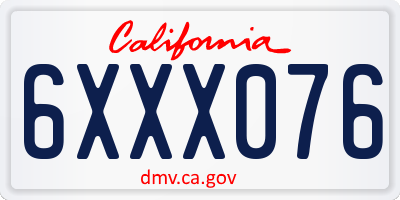 CA license plate 6XXX076