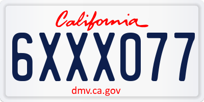 CA license plate 6XXX077