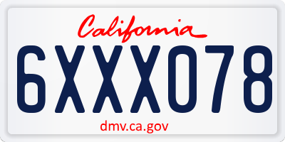 CA license plate 6XXX078