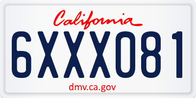 CA license plate 6XXX081
