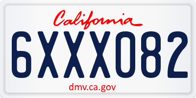 CA license plate 6XXX082
