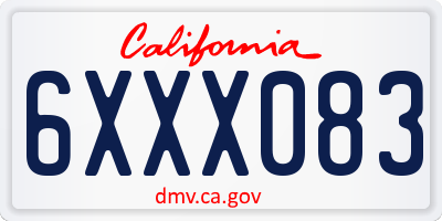 CA license plate 6XXX083
