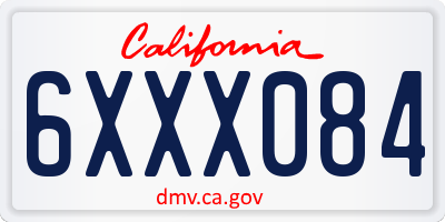 CA license plate 6XXX084