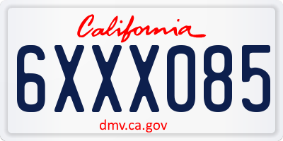 CA license plate 6XXX085