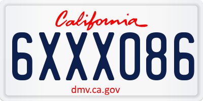 CA license plate 6XXX086