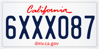 CA license plate 6XXX087