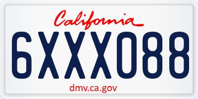 CA license plate 6XXX088