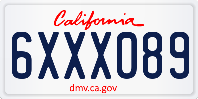CA license plate 6XXX089