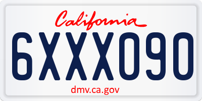 CA license plate 6XXX090